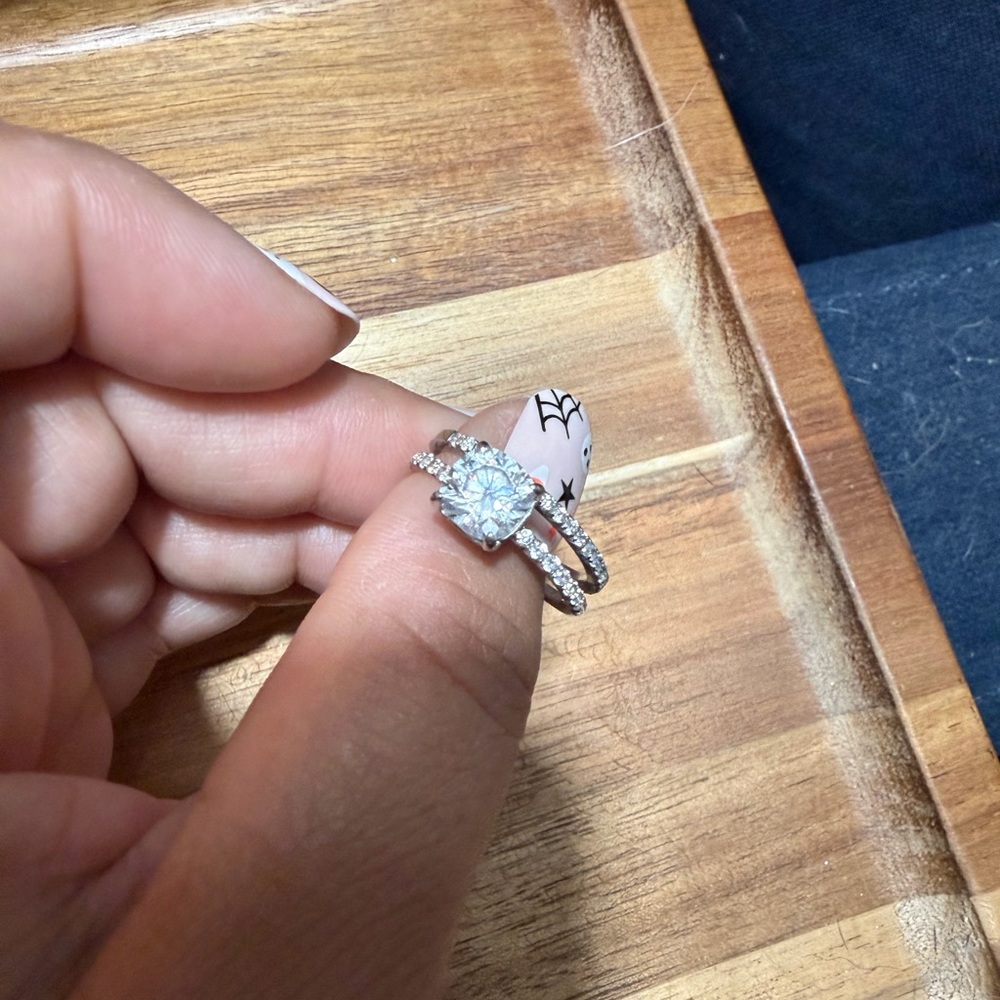 White Gold Engagement Ring Lab Made